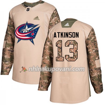 Blue Jackets Dresy Cam Atkinson 13 Adidas 2017-2018 Camo Veterans Day Practice Authentic - Pánské